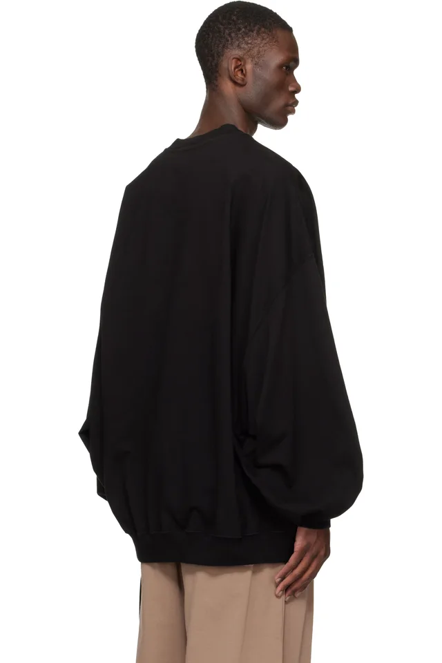 Rick Owens DRKSHDW Black Temple Hun Crewneck Sweatshirt, photo 3 of 4 from SSENSE