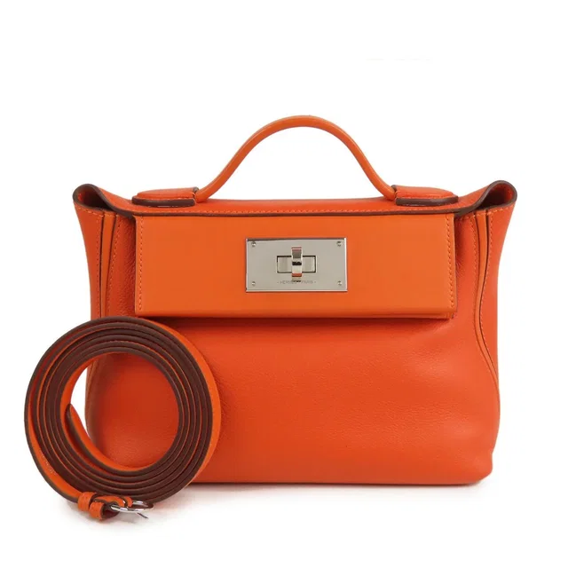 Hermès Vanquatre Mini Orange Mini Ant Silver Evercolor Swift 2-Way Shoulder Bag in Orange Swift leather from The Reluxe