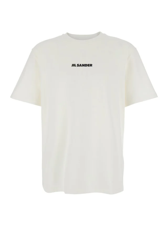 Jil sander White Crew Neck T-Shirt with Logo Lettering on the Front in Cotton for Men in White 100% Cotton from Gaudenzi Boutique, photo 1 of 1