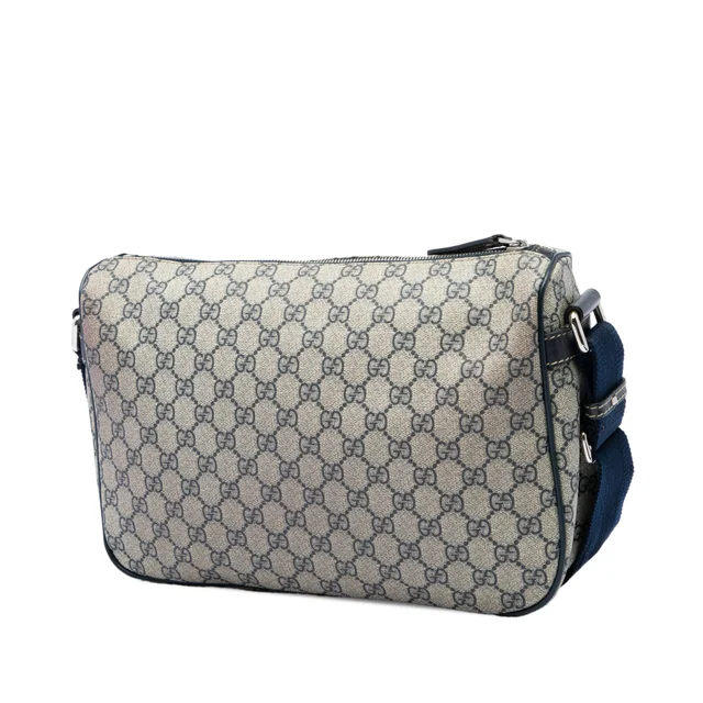 Beige Gucci GG Supreme Double Pocket Crossbody in Beige Coated canvas from Designer Revival, photo 2 of 2