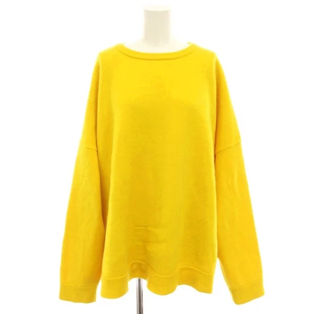 Loewe Knit Sweater Crew Neck Long Sleeve Anagram Embroidery Cashmere S Yellow in Yellow Cashmere from The Reluxe