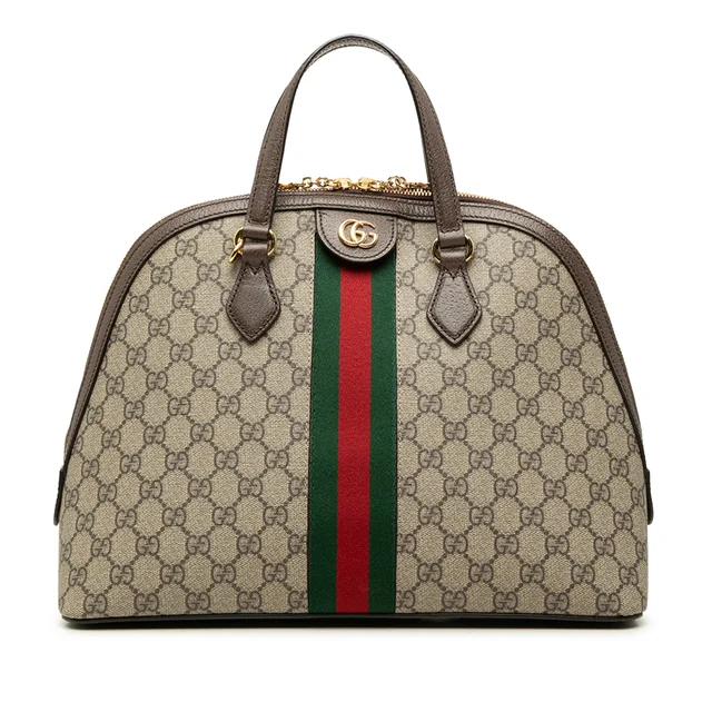 Beige Gucci Medium GG Supreme Ophidia Web Satchel in Beige Coated canvas from Designer Revival, photo 1 of 1