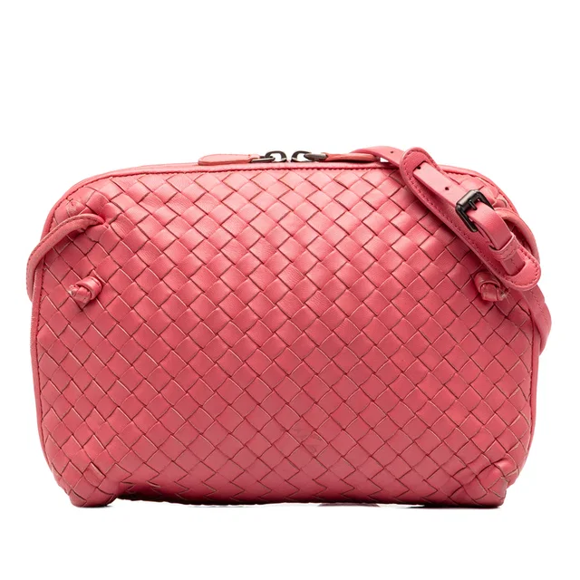 Pink Bottega Veneta Nappa Intrecciato Nodini Crossbody in Pink Nappa leather from Designer Revival