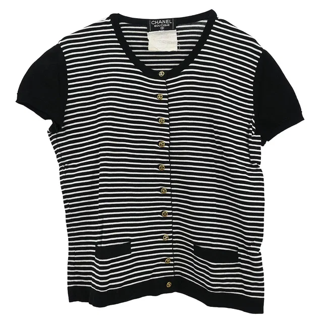 Chanel 1995 Short Sleeve Top Black #42 in Black from AMORE Vintage Tokyo