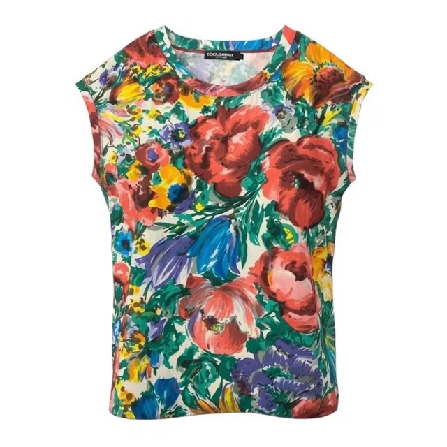 Dolce & Gabbana Floral Blouse Sleeveless Silk in Silk from The Reluxe