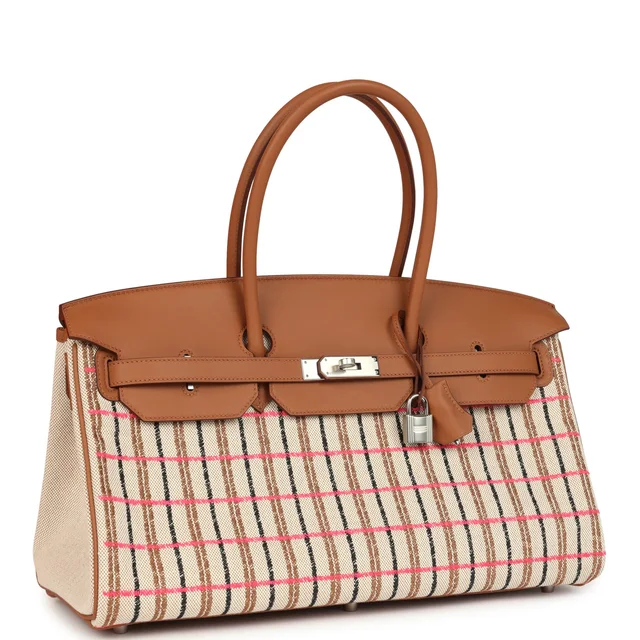 Hermès Shoulder Birkin Light 39 Multicolor Toile and Gold Swift Palladium Hardware in Gold Swift leather from Madison Avenue Couture, photo 2 of 2