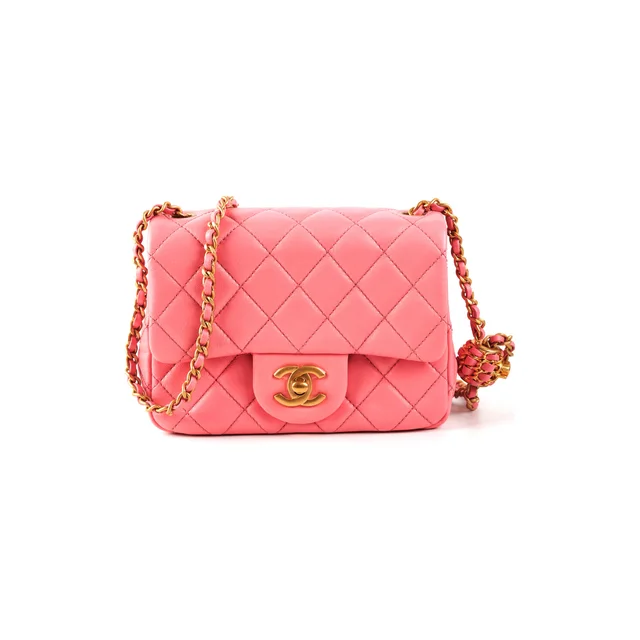 ITEM 9 - Chanel Mini Square Pink Microchipped in Pink Lambskin from The Purse Affair