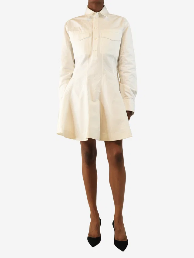 Alaïa White cotton poplin shirt dress - size UK 12 in White from Sign of the Times