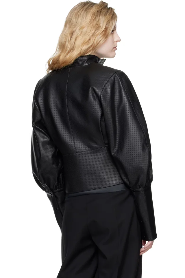 FIDAN NOVRUZOVA Black Elena Leather Jacket, photo 3 of 4 from SSENSE