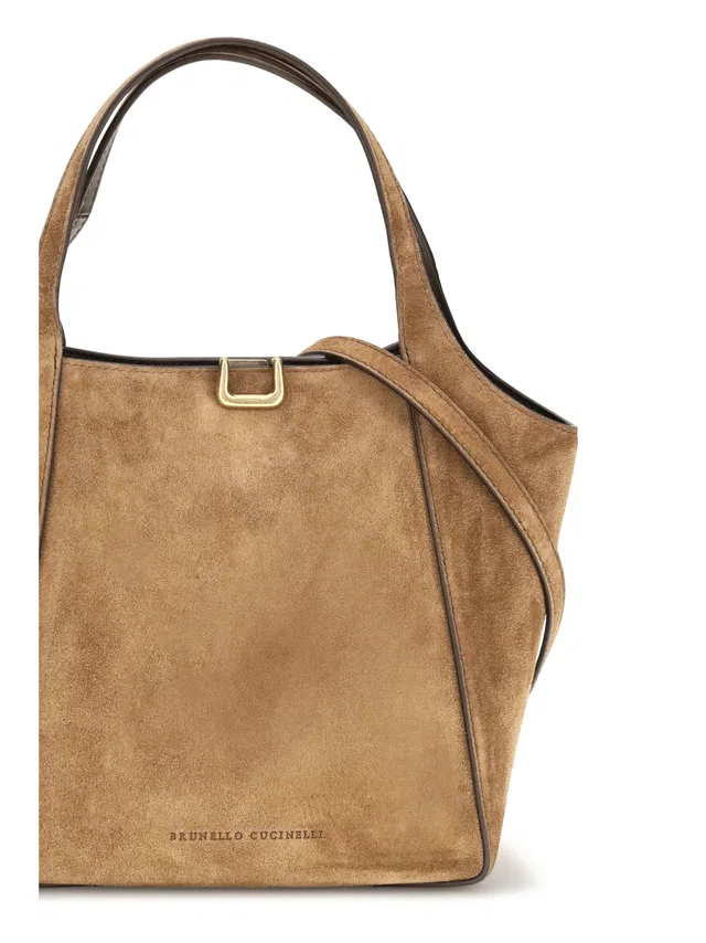 Brunello Cucinelli Suede Calf Leather Bucket Bag — Caramel in Calfskin from HEWI