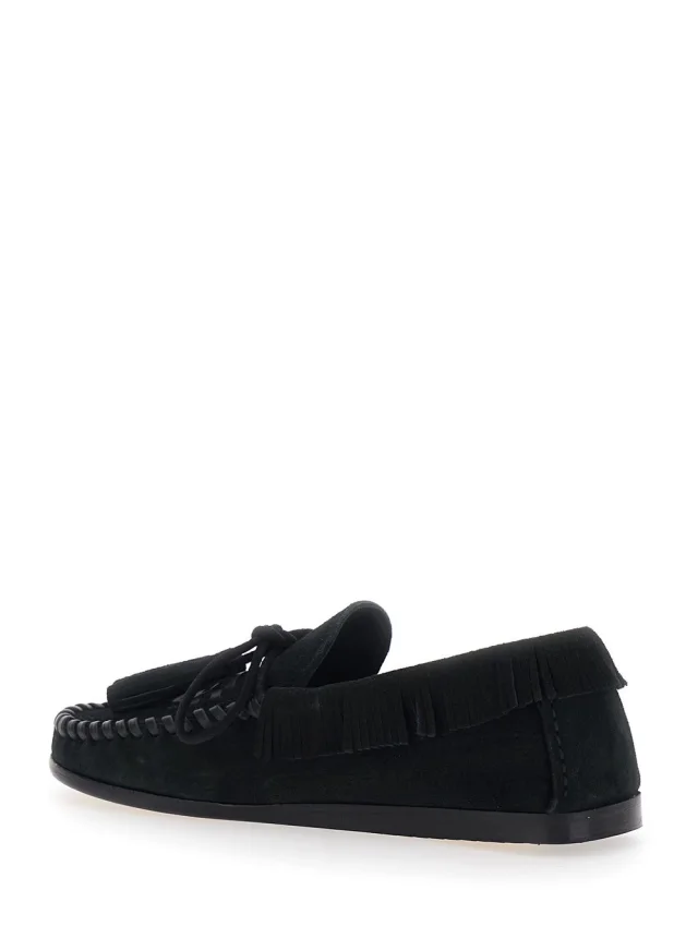 Isabel marant 'Fitza' Black Loafers with Fringed Details and Bow on the Front in Suede for Women in Black 100% Calf, photo 5 of 8 from Gaudenzi Boutique