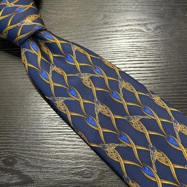 Lanvin Paris Bird Motif Silk Tie in blue|gold Silk from Poshmark