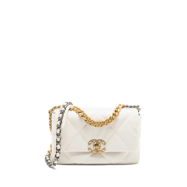 Chanel Small 19 Bag Lambskin White Multicolour Hardware in White Lambskin from EMIER