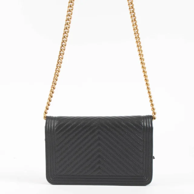 Grey Chevron Caviar Boy Chanel Wallet On Chain in Grey Caviar leather from Labellov, photo 3 of 7