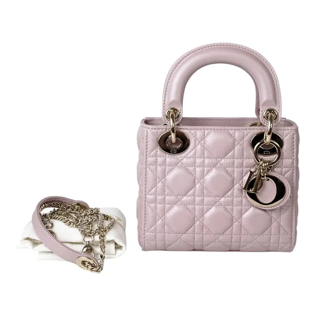 Pink Metallic Mini Lady Dior Bag in Pink from Luxury Promise