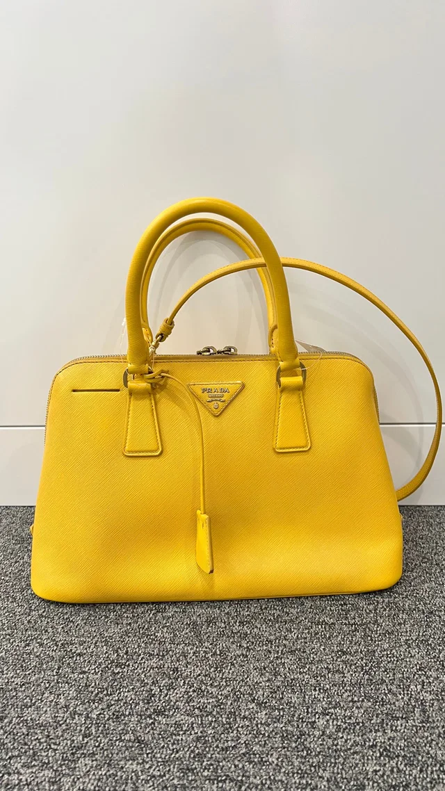 Prada 2WAY Handbag 46214 Saffiano Yellow in Yellow Saffiano leather from Luxury Promise
