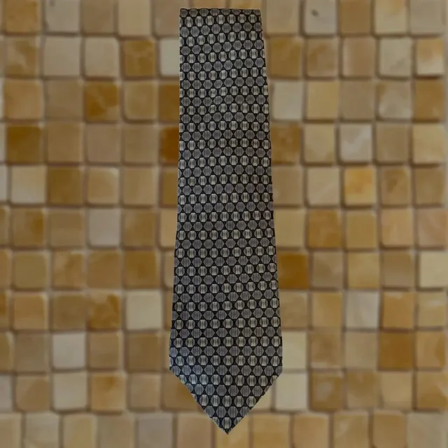 Mulberry Vintage Neckwear Tie Men's Silk Gray Silver Geometric Ziggurat in gray Silk from Grailed