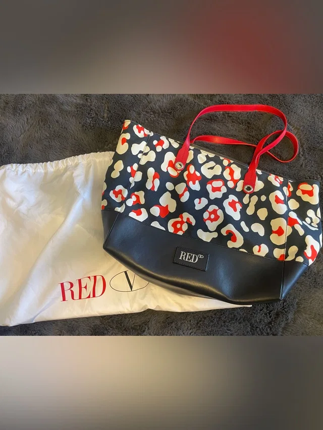 REDValentino Black & Red Leopard Print Tote Bag With Duster in red|black Leather from Poshmark
