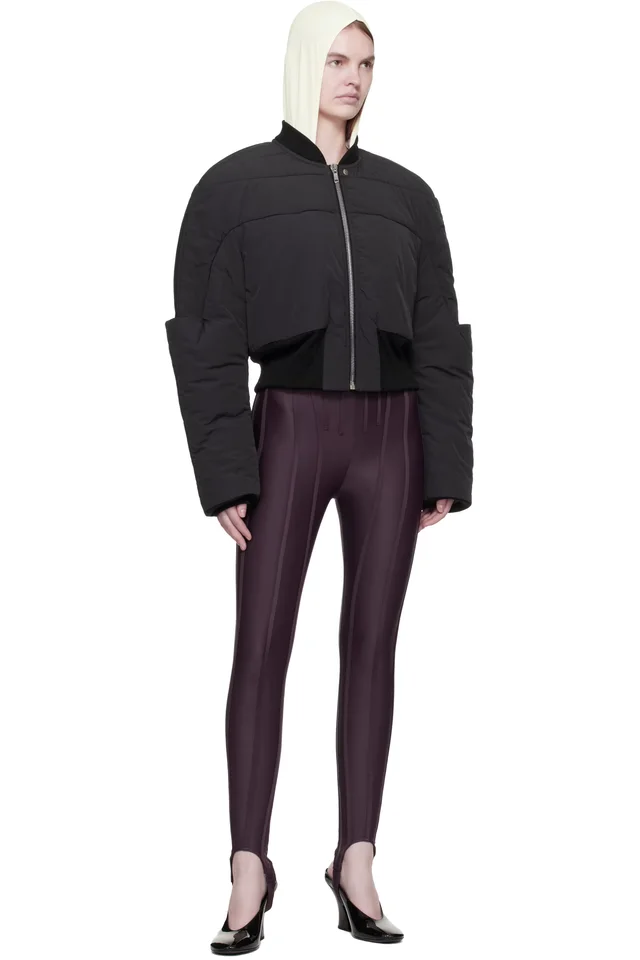 Mugler Burgundy Corseted Leggings, photo 4 of 4 from SSENSE
