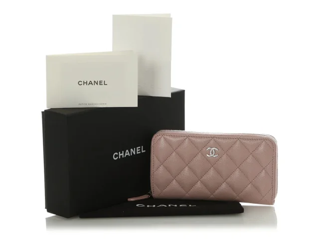 Chanel Medium Nude Pink Quilted Caviar Classic Zip Wallet in Pink Caviar leather from Ann's Fabulous Finds, photo 2 of 9