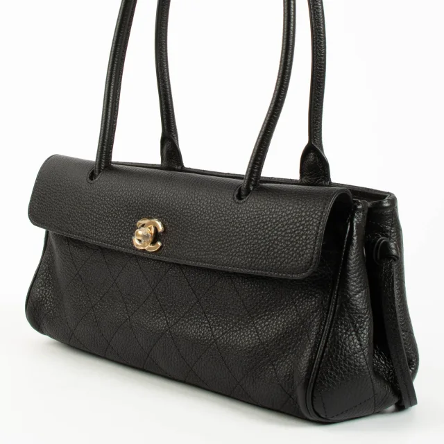 Chanel 26S Black Grained Calfskin Small Urban Essential East West Shopping Tote Bag in Black Caviar leather from Labellov, photo 3 of 4