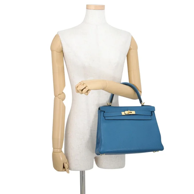 Hermès Kelly Retourne Blue de Galice Togo Leather Size 28 in Blue Togo leather from GALLERY RARE, photo 5 of 15