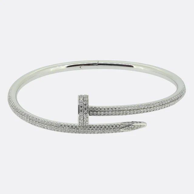 Cartier Classic Model Juste Un Clou Diamond Bangle Size 17 from The Vintage Jeweller