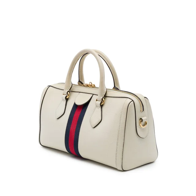 White Gucci Medium Calfskin Web Ophidia Top Handle Bag Satchel in White Calfskin from Designer Revival, photo 2 of 2