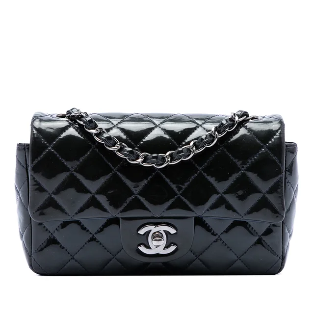 Blue Chanel Mini Rectangular Classic Patent Single Flap Crossbody Bag in Blue Patent leather from Designer Revival, photo 1 of 1