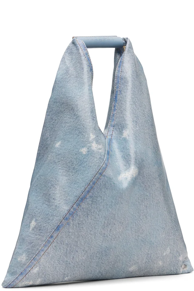 MM6 Maison Margiela Blue Small Triangle Tote, photo 2 of 4 from SSENSE