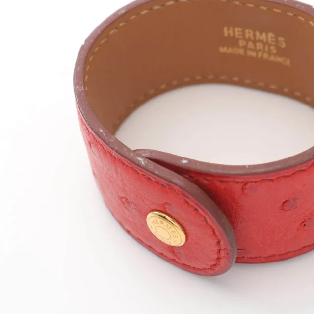 Hermès Medor Ostrich Bracelet in Red Others from LuxUness, photo 6 of 6