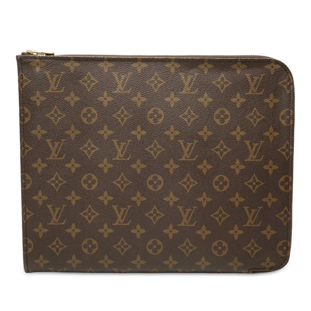 Brown Louis Vuitton Monogram Poche Documents Portfolio 30 Clutch Bag in Brown Coated canvas from Designer Revival