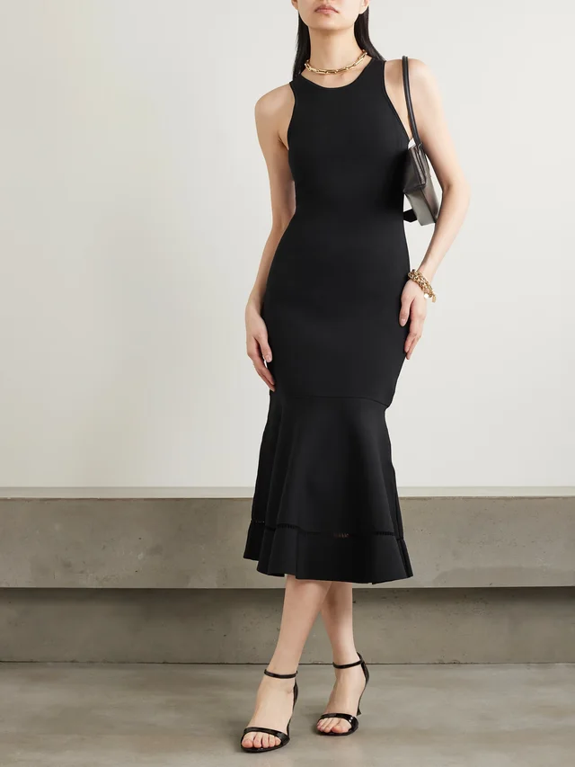 VICTORIA BECKHAM VB Body ruffled stretch-knit midi dress in Black, photo 2 of 2 from NET-A-PORTER (Canada)