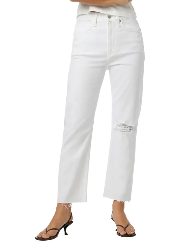 HUDSON Jeans Jade Torn White Straight Crop Jean, image 1 of 1 from Rue La La