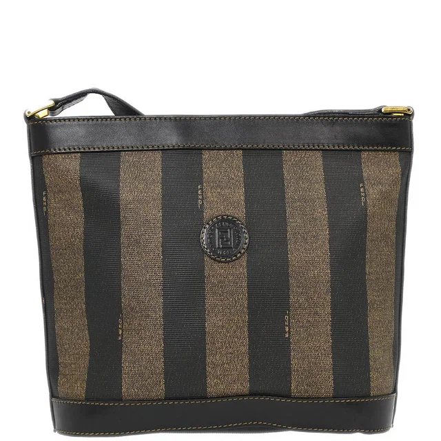 Fendi Brown Black Pequin Shoulder Bag in Black Leather from AMORE Vintage Tokyo
