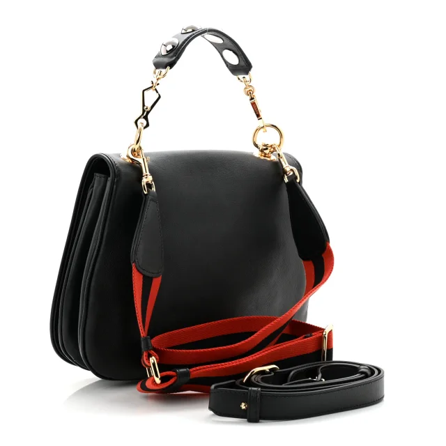 Gucci Roxy Calfskin Web Medium Blondie Top Handle Shoulder Flap Bag Black in Black Calfskin from FASHIONPHILE, photo 3 of 10