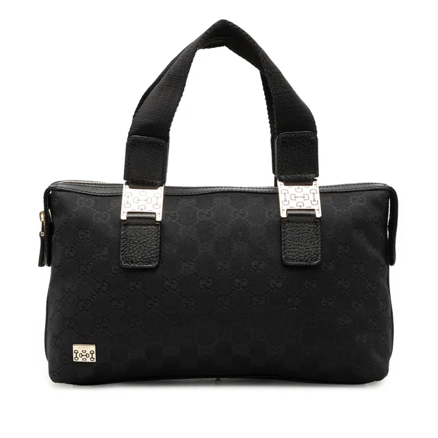 Black Gucci GG Canvas Pop Handbag in Black Canvas from Designer Revival
