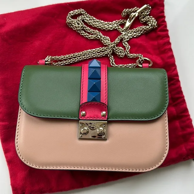 Valentino Garavani Colorblock Leather Crossbody Bag in green|pink Leather from Poshmark