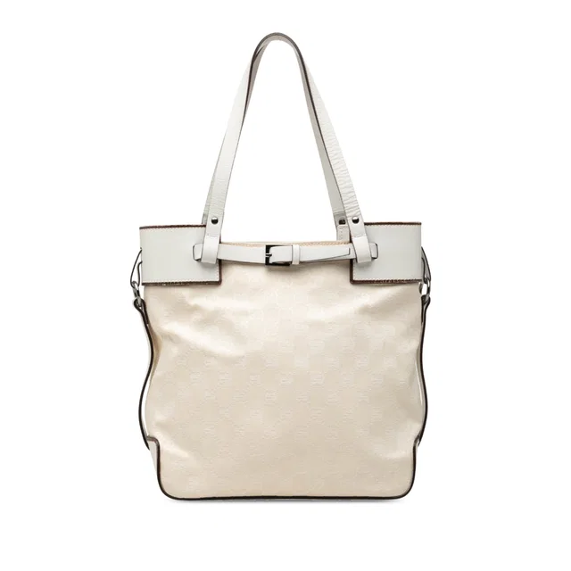 White Gucci GG Canvas Tote in White Canvas from Designer Revival