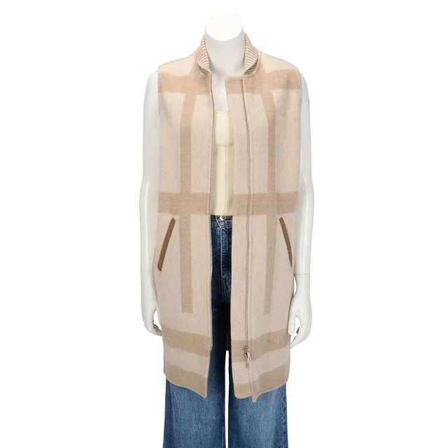 Hermès Sleeveless Zip Jacket FR 36 in Beige Cashmere from Blue Spinach