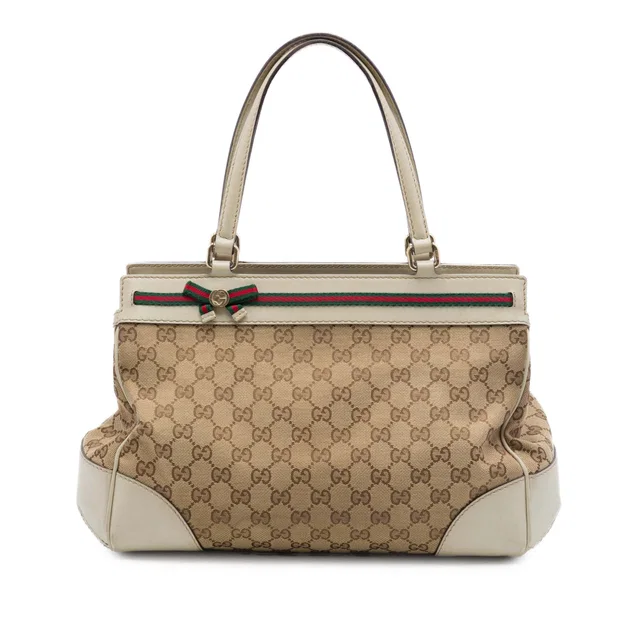 Beige Gucci GG Canvas Web Mayfair Tote in Beige Canvas from Designer Revival