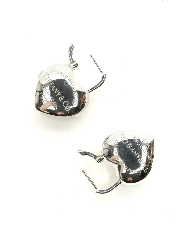 Return to Tiffany Silver Full Heart Earrings in Silver from A Retro Tale, photo 2 of 2
