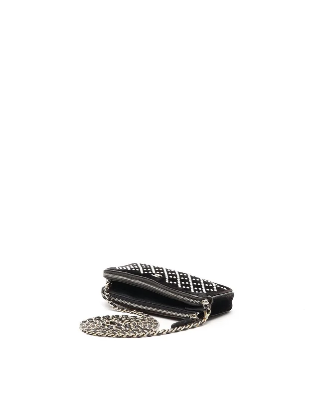 Chanel Velvet Pearl Double Zip Wallet On Chain Bag in Velvet from A Retro Tale, photo 5 of 13