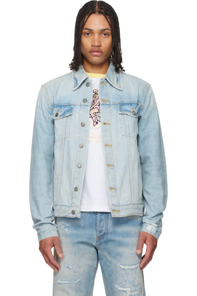 COÛT DE LA LIBERTÉ Blue Johnny Vintage DBL Dip Denim Trucker Jacket from SSENSE, photo 1 of 1