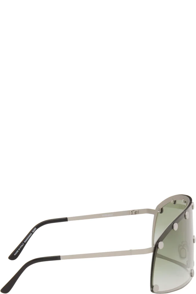 Rick Owens Silver Shielding Sunglasses, photo 2 of 4 from SSENSE