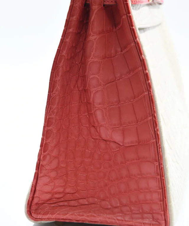 Hermès Kelly 32 HSS Beton / Geranium Matte alligator GHW #X (2016) in Crocodile from Luxury Promise, photo 6 of 20