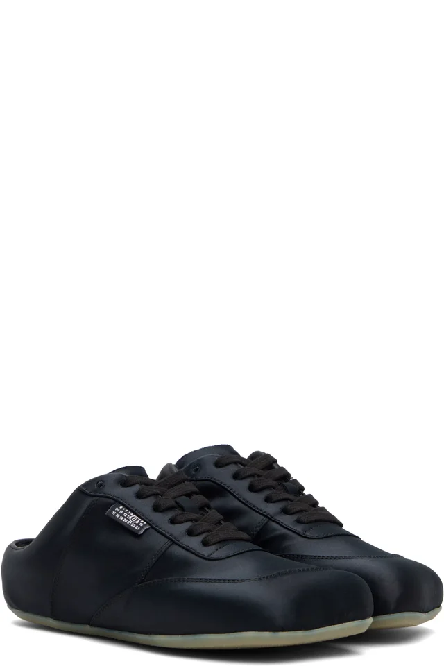 MM6 Maison Margiela Black Satin Factory Sneakers, photo 4 of 5 from SSENSE