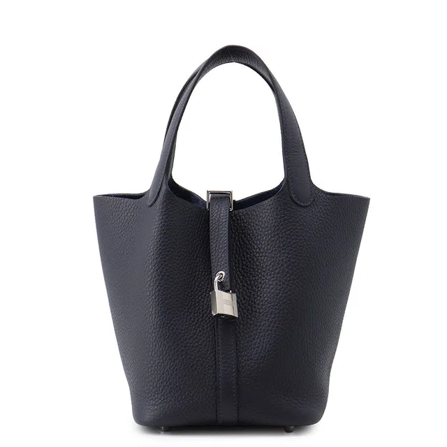 Hermès Picotin Lock Blue Nuit Taurillon Clemence Size PM in Blue Clemence leather from GALLERY RARE