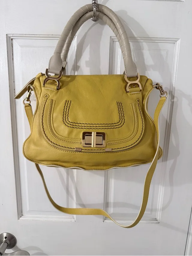 Chloé Marcie Shoulder Bag With Cream Handles in yellow Leather from Poshmark