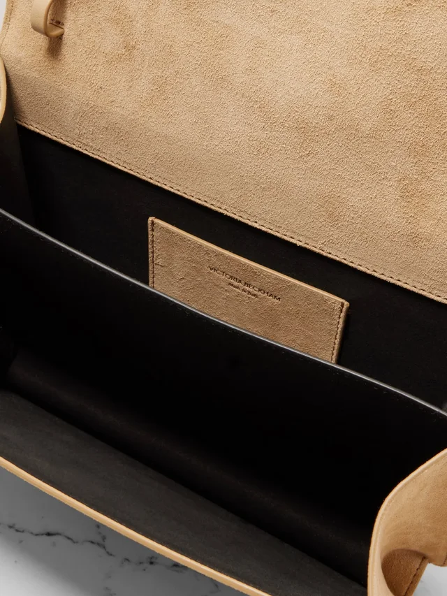 VICTORIA BECKHAM The Dorian leather-trimmed suede shoulder bag - beige - One Size in Beige 100% Suede leather, photo 5 of 6 from NET-A-PORTER (Canada)